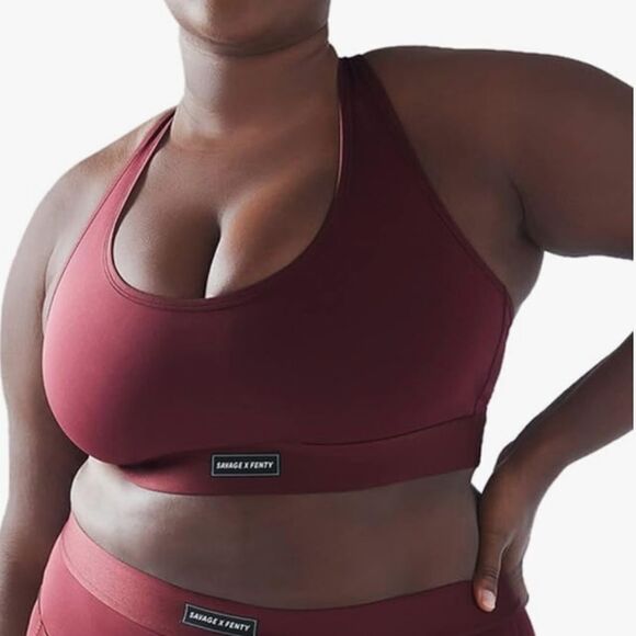 Savage X Fenty Women's Lineup‎ Low-Impact Sports Bra Red Cocoa SZ S NWT IN PKG - Picture 1 of 6